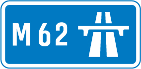 Start of motorway regulations, including the national speed limit sign