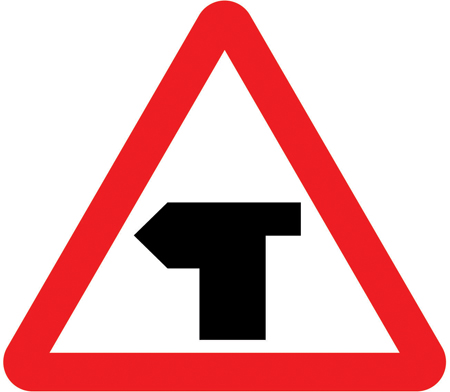 T-junction ahead (left) sign