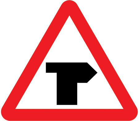 T-junction ahead (right) sign