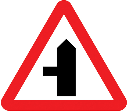 Side road ahead (left) sign