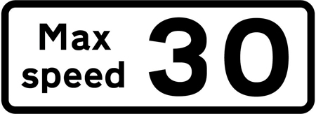 Maximum speed of 30 miles per hour advised at a bend or other hazard sign