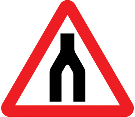 Dual carriageway ends ahead sign