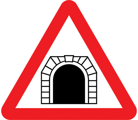Tunnel ahead sign