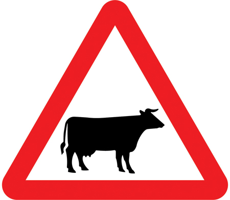 Cattle likely to be in road ahead sign