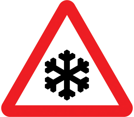 Risk of ice or packed snow ahead sign