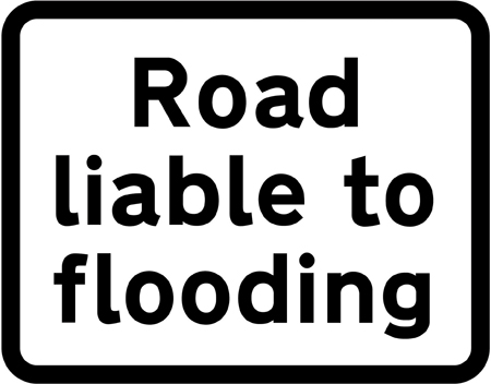 Road liable to flooding ahead sign
