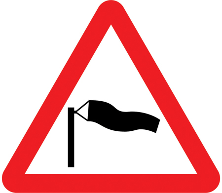 Side winds likely ahead sign