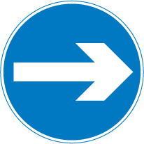 Vehicular traffic must proceed to the right sign