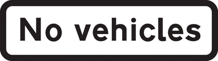UK all vehicles prohibited sign: a plain red circle with a white centre and no symbol.
