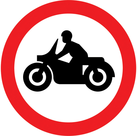 Solo motor cycles prohibited sign
