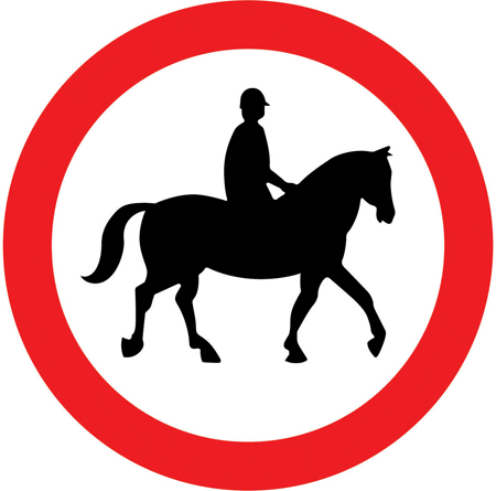 Ridden or accompanied horses prohibited sign