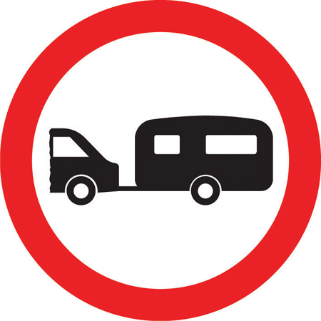Towed caravans prohibited sign