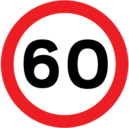 Maximum speed limit of 60 miles per hour sign