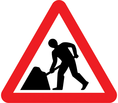 Road works or temporary obstruction of the carriageway ahead sign