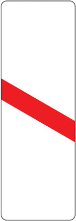 UK countdown marker with one red bar on a white background, used on the final approach to a concealed level crossing.