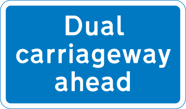 Section of dual carriageway road begins ahead sign