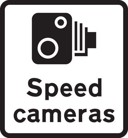 UK sign marking an area where speed cameras enforce the speed limit.