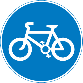 UK cycle route sign: a blue circle containing a white bicycle.