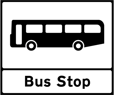 Stopping place for buses sign