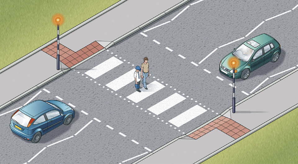 Zigzag lines at a zebra crossing