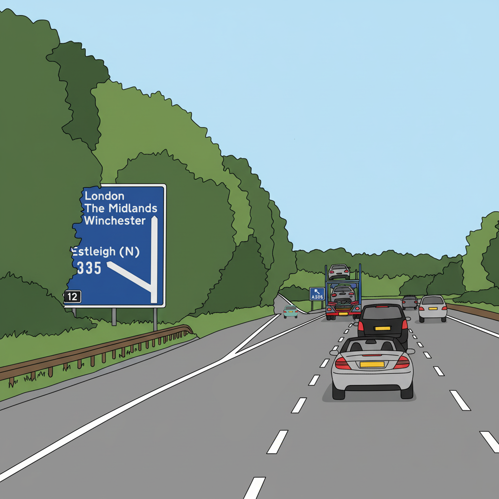 Exit slip road diverging from motorway